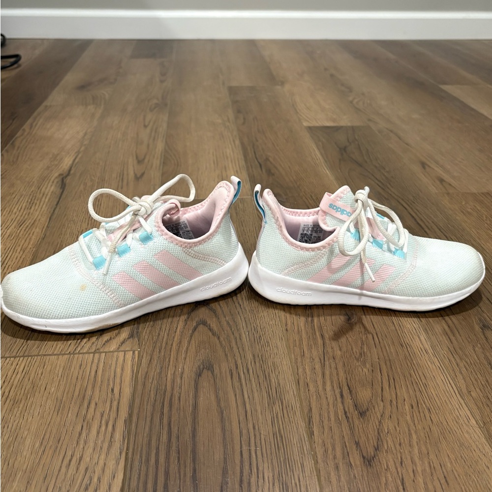 Adidas Cloudfoam Pink and blue sneakers size 2 little girl
